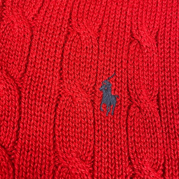 Polo Ralph Lauren Red Cable Knit V-Neck Sweater Vest Mens Large 100% Pima Cotton - Picture 4 of 8